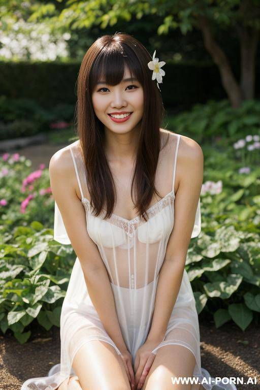 white see-through nightdress flower garden - #main