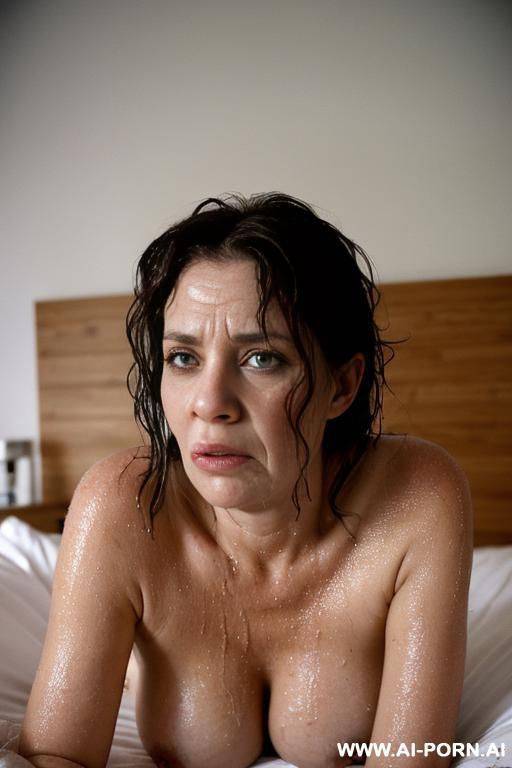 wet moist damp disheveled hair sleepy rolling eyes disoriented confused reclining shocked stunned in bed - #main