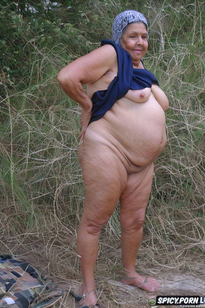 extremely fat thighs, outdoors, big thick thighs, big very fat obese belly - #main