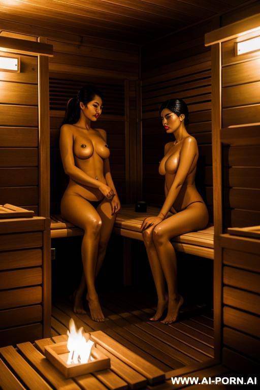 three uzbek woman in sauna - #main