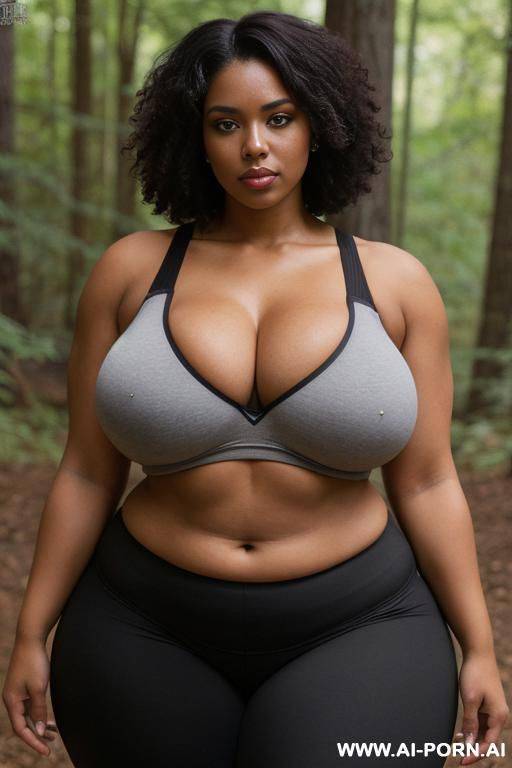 huge boobs, gigantic boobs, milf, in forest, bimbo, black hair, sexy afro woman, looking at the viewer angrily, afro, gigantic ass, - #main