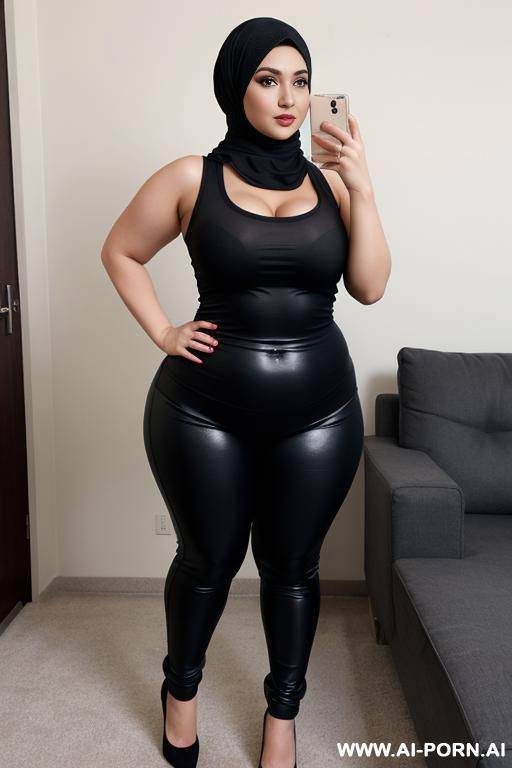 curvy russian chubby brunette wearing hijab and very tight pants - #main
