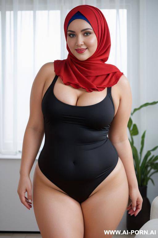 happy curvy russian chubby brunette wearing hijab - #main