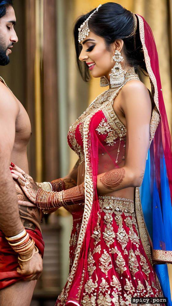 capture the standing beautiful indian bride with a man dick in there hand real human photo - #main