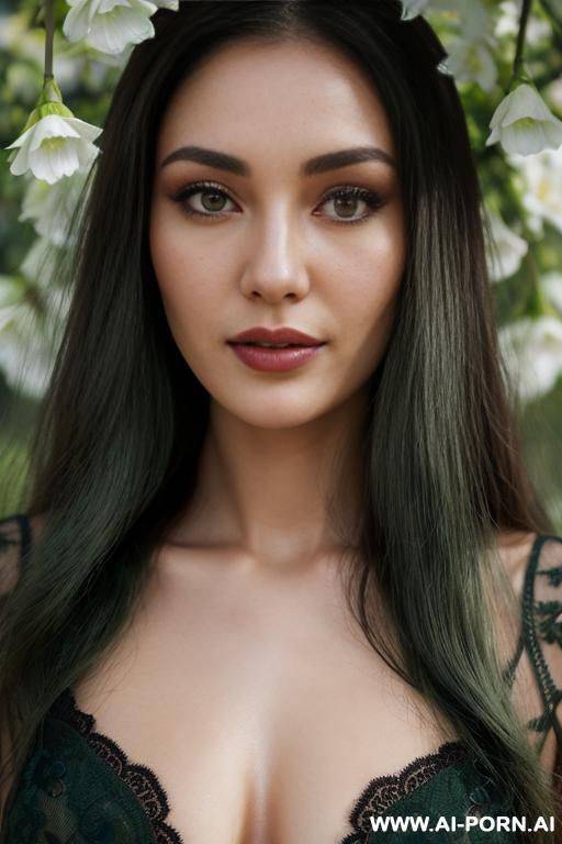 uzbek, transparent clothes, whiteх skin, totally naked, flower garden. - #main