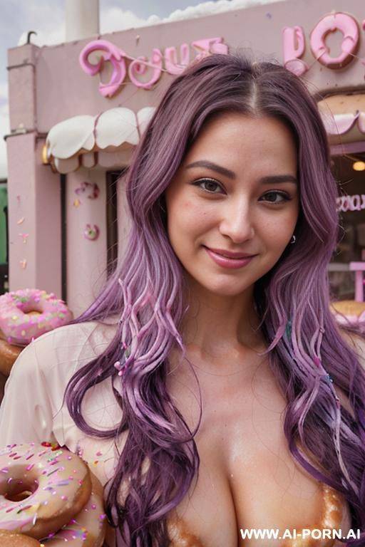 close!, immersive expression, lovingly craving russian, flowing wavy purple hair, closeup in luxurious clothes, she is seductively tanned, pleasure, real-life sei-ra sodes-hiro! - #main