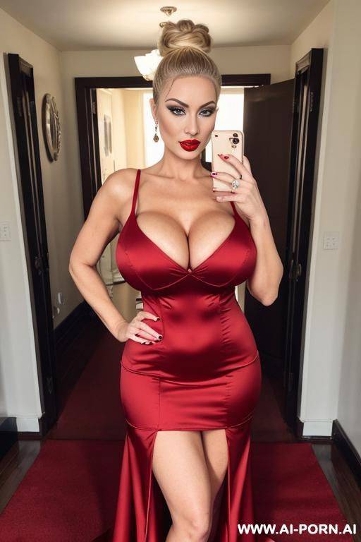 top knot, blonde, red lipstick, makeup, normal, milf, serious, bbc - #main