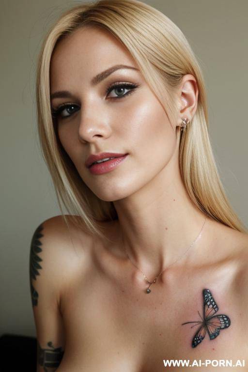 small blond with butterflie tattoo on her throat - #main