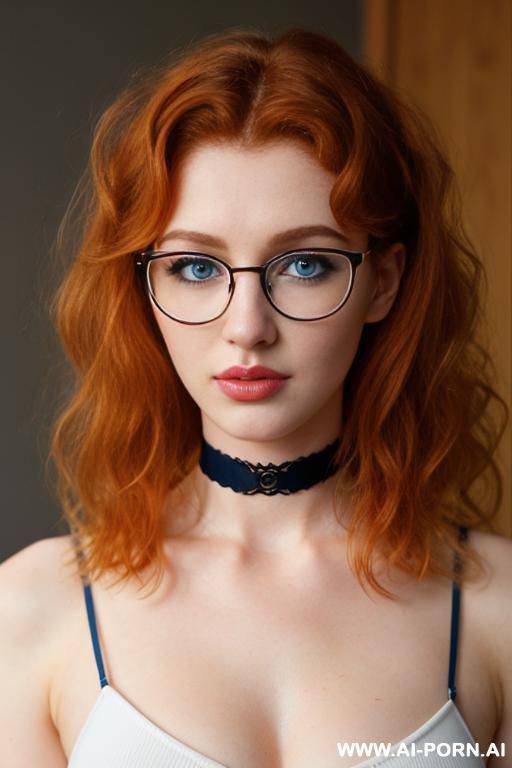 (thick rimmed glasses) (choker) - #main