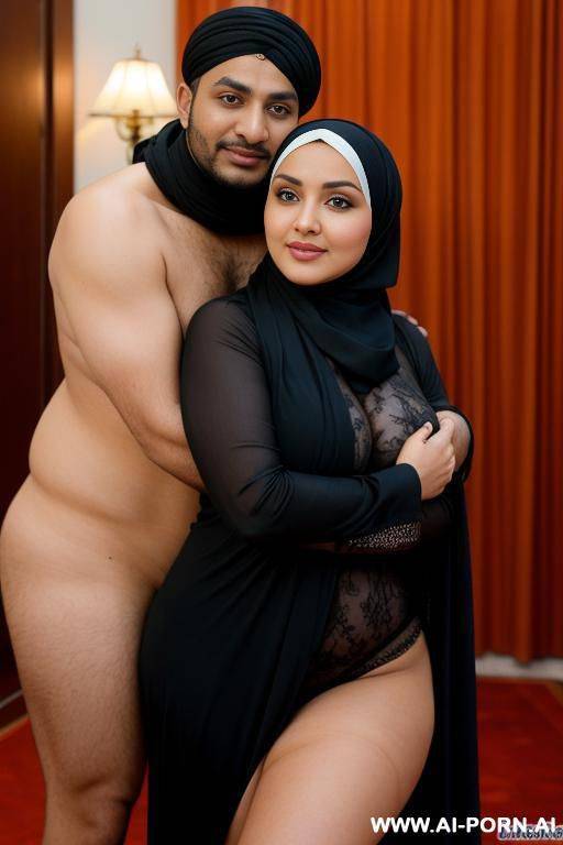 curvy russian thick milf fully naked wearing hijab hugged from indian magician - #main