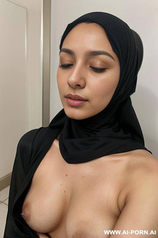 hijab wearing, modest, prude, ashamed, closed eyes, - #main