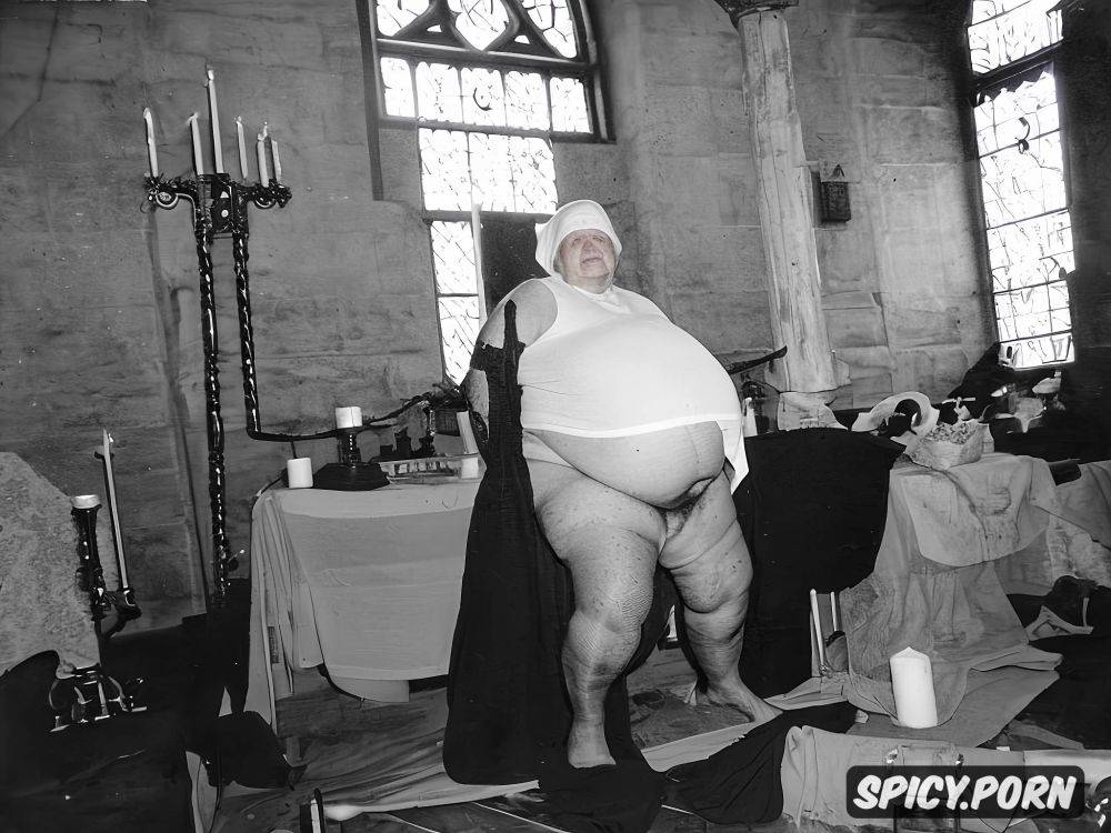 obese, beautiful face, aged old nun grandma, pregnant, massive saggy breasts - #main