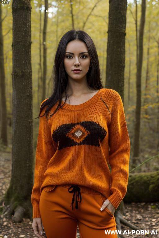 mexican, orange sweater, orange pants, black hair, eye contact, looking to the viewer - #main