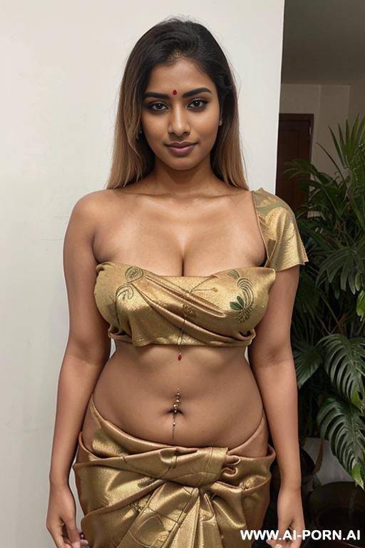 indian cleavage saree blonde - #main