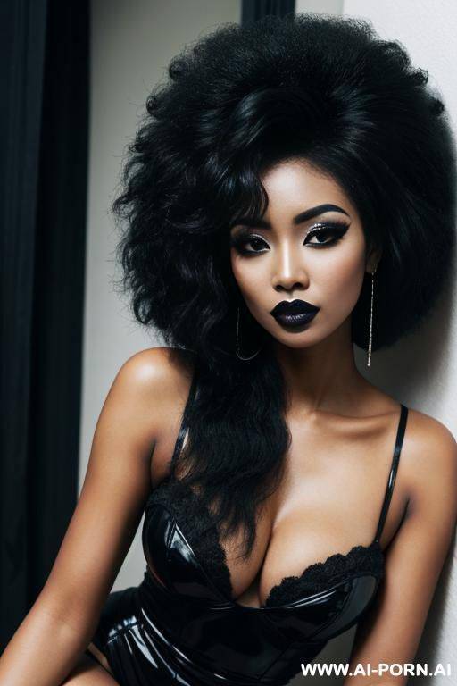 beautiful pretty afro asian goth, dark skin - #main