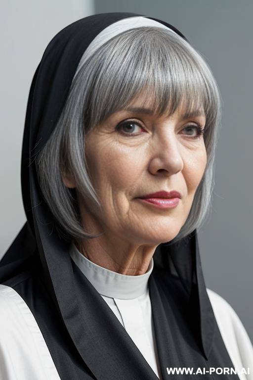 grey haired nun with big expose tits and tight body - #main