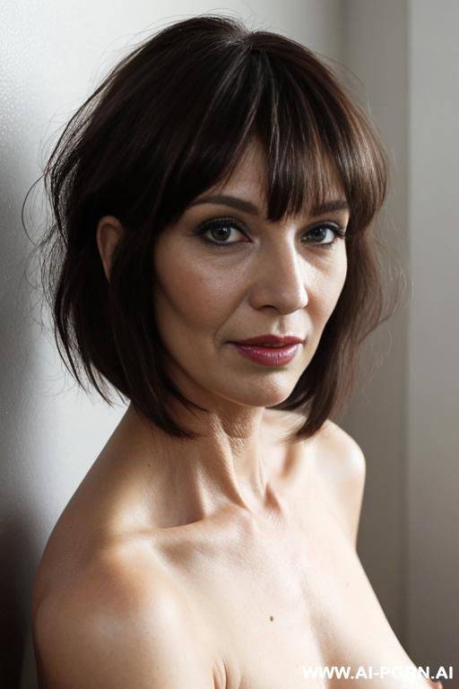 old woman naked, messy bob bangs - #main