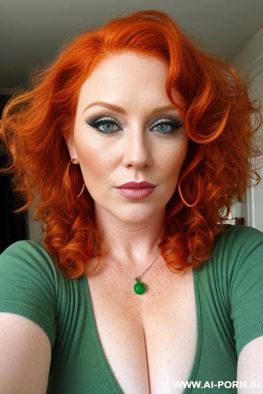 chubby ginger milf, gorgoues ginger milf, beautiful make up, full lips, high cheek bones, long curly ginger hair, bright green eyes, - #main