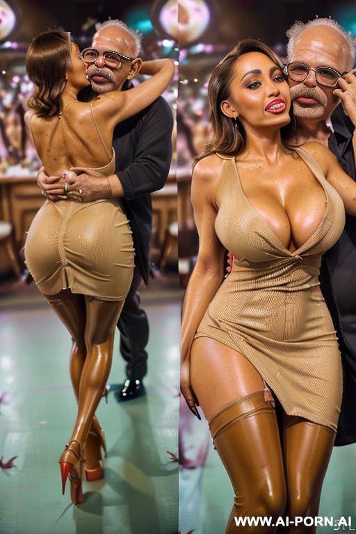 ((((view fish eye lens view)))) ((((next hugging oldman )))) at birdtday celebration ((((beautiful italian tanned dance twerking)))) lot oldmen jacket looks at her close up around spilling beer and - #main