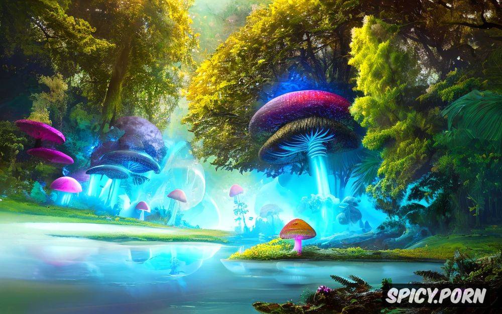 hiqh quality picture, beautiful colors, magic mushrooms glowing in the dark - #main