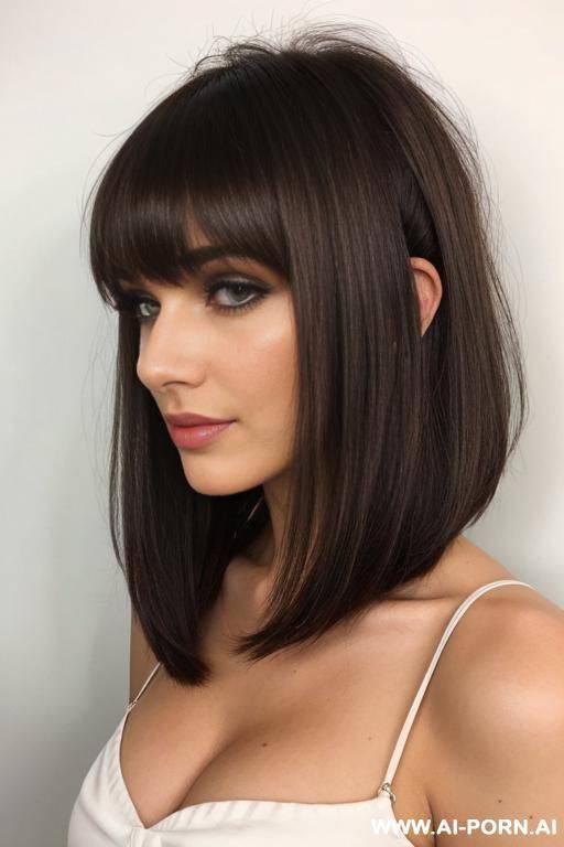 slim brunette tits bangs hairstyle - #main