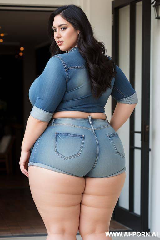 extra thicc, bbw, fat woman, tight booty denim shorts, full body shot - #main