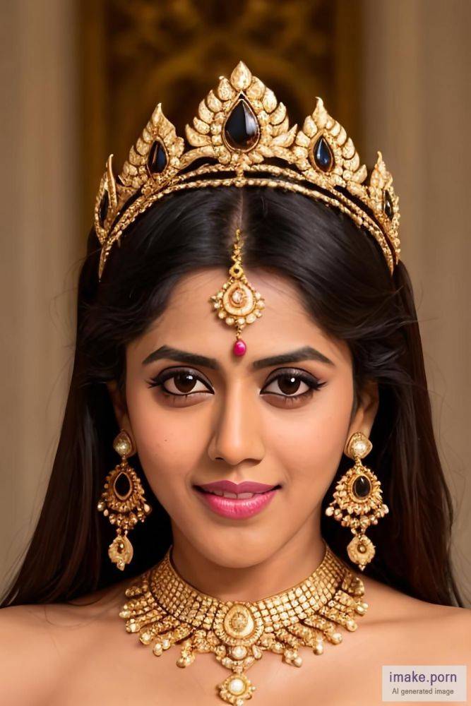 Genelia D'Souza black devil horns and gold jewels - #main