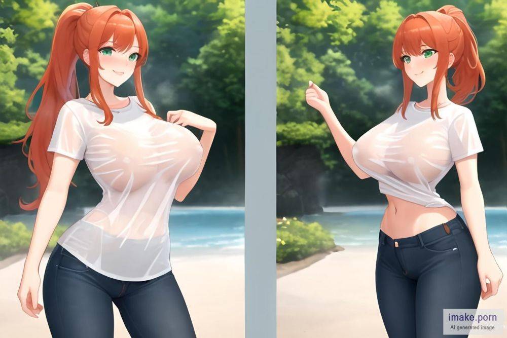 From Front, Wet Shirt (LORA), T-shirt, Single Girl, Standing,... - #main