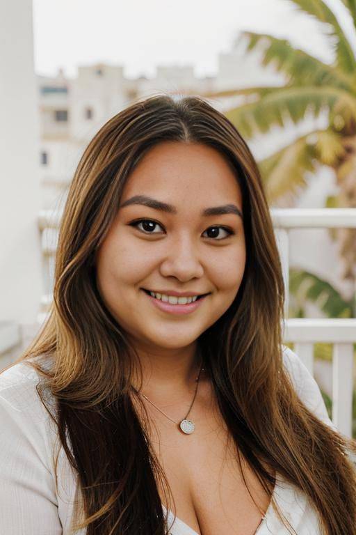 smiling, (((face closeup))), (((fat face))), (((round face))), (((extremely long hair))), looking at viewer, (((front facing))), (((headshot))), front view, a chubby shorty filipina milf is modeling in a - #main