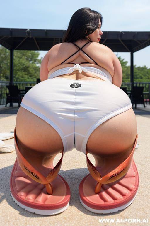 (very white) (bbw) (big ass) ((((wearing only flip flops)))) - #main