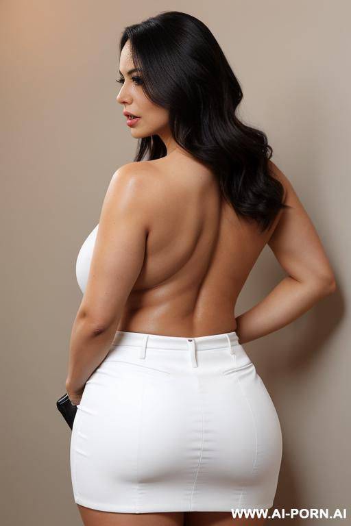 shocked 20 year woman, wearing mid thigh skirt, large perky breasts. skin, realistic, enf - #main