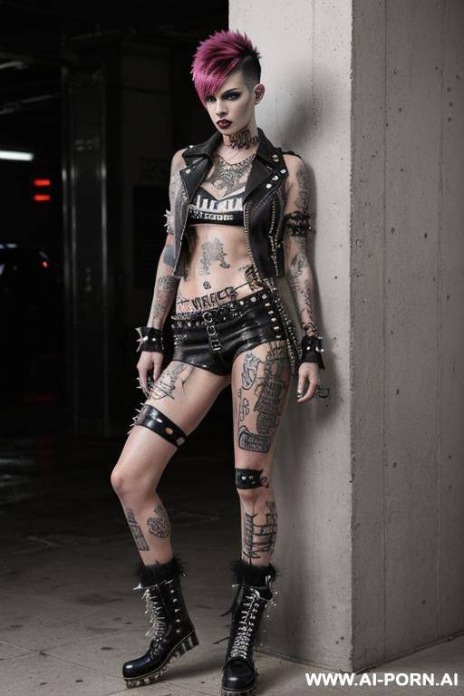 photorealist, athletic, vi from the serie arcane naked, punk woman, bad woman, masculine woman - #main