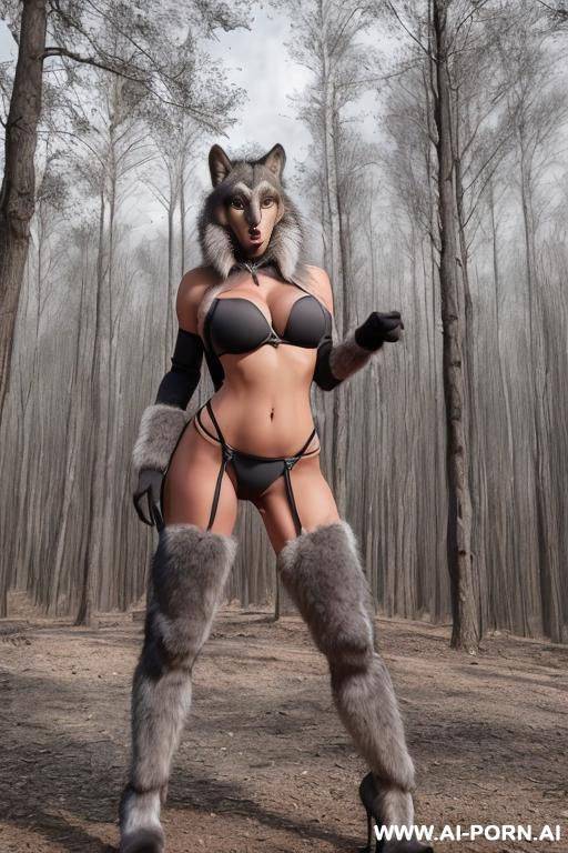 lycanthrope, white fur, lycan facial features, body fur, standing on all for paws - #main