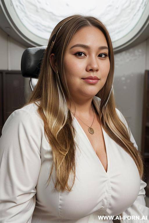 (((bedroom eyes))), (((face closeup))), (((fat face))), (((round face))), (((extremely long hair))), looking at viewer, (((front facing))), (((headshot))), front view, a chubby shorty filipina milf is - #main