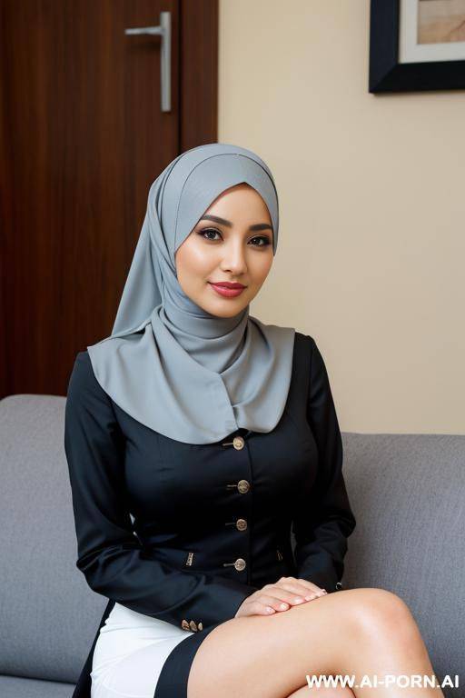 busty, hijab, legs crossed - #main
