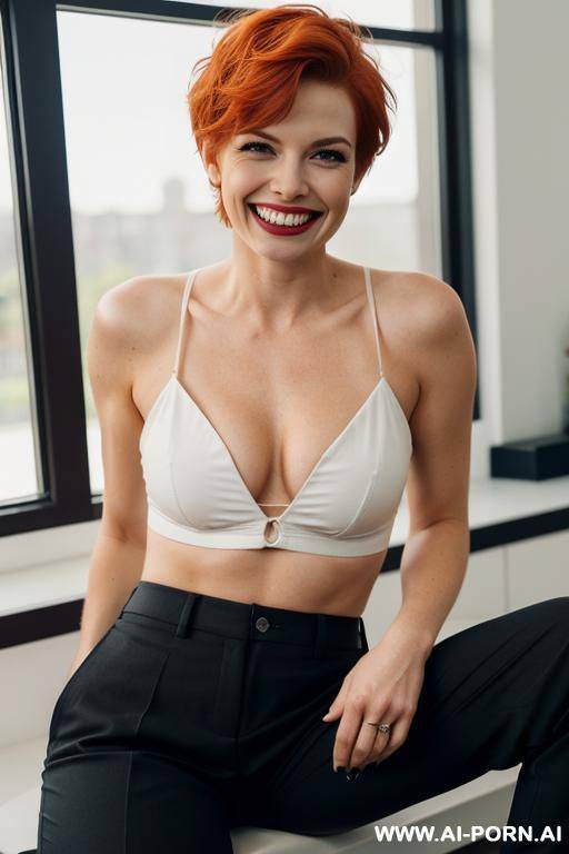 ginger pixiecut, , pants pulled down - #main