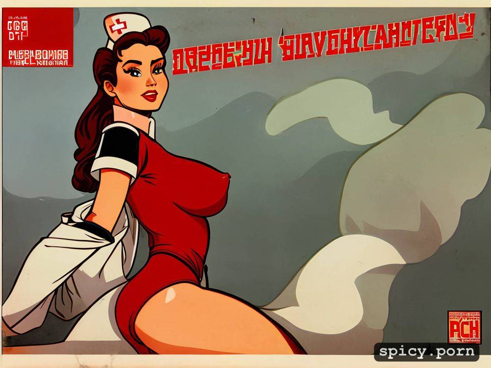 ussr army uniform, technicolor, small cute boobs, 1940s cartoon style - #main