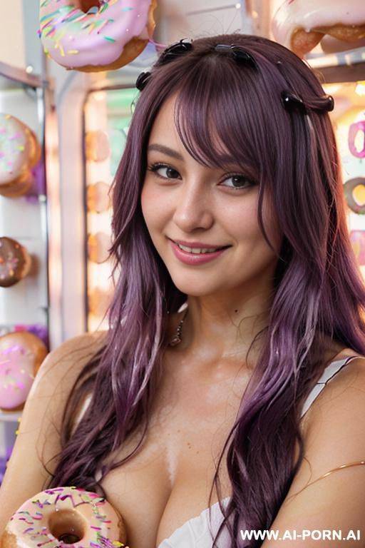 close!, immersive expression, lovingly craving russian, flowing wavy purple hair, closeup in luxurious clothes, she is seductively tanned, pleasure, real-life sei-ra sodes-hiro! - #main
