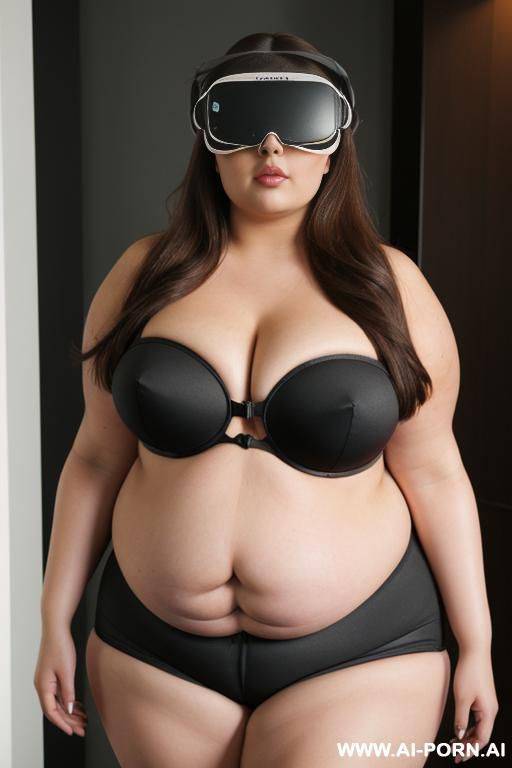 hot brunette, hourglass figure, wearing oculus rift goggles, very fat - #main