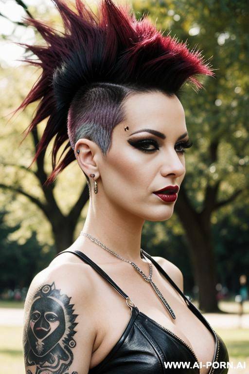 punkwoman in park, mohawk - #main