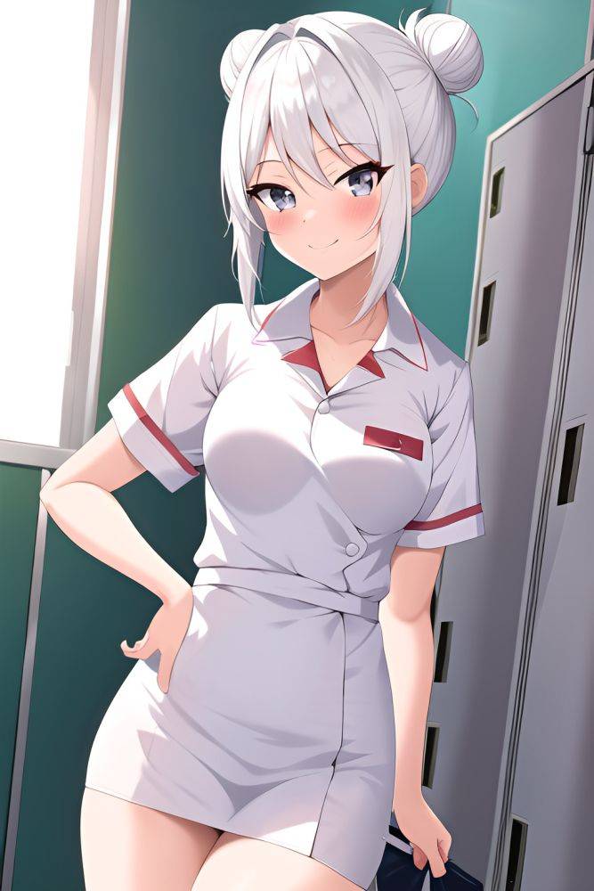 Anime Skinny Small Tits 18 Age Happy Face White Hair Hair Bun Hair Style Light Skin Crisp Anime Locker Room Close Up View Jumping Nurse 3665239195073269888 - AI Hentai - #main