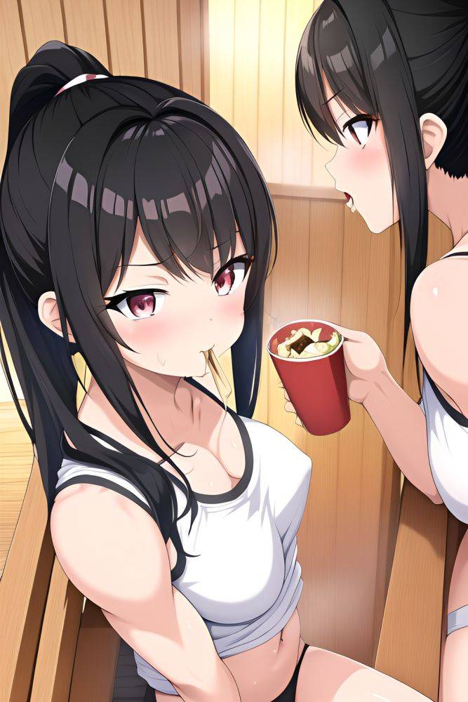 Anime Muscular Small Tits 80s Age Seductive Face Black Hair Ponytail Hair Style Light Skin Black And White Sauna Side View Eating Schoolgirl 3663147973877360307 - AI Hentai - #main
