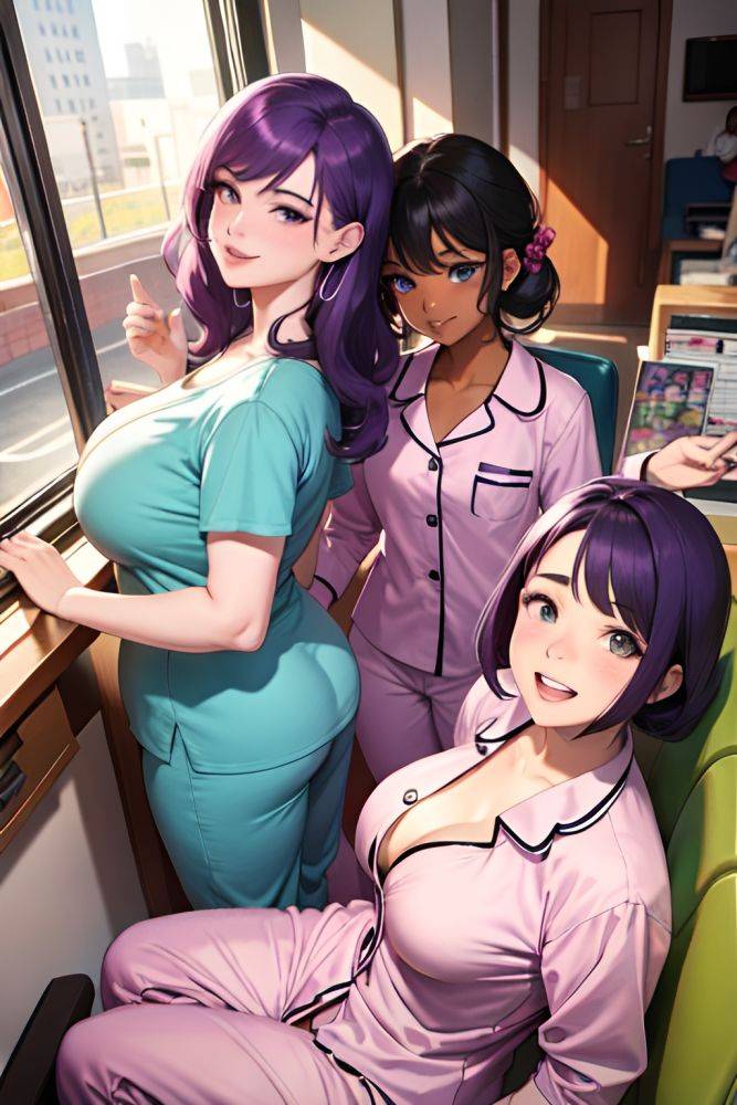 Anime Chubby Small Tits 50s Age Laughing Face Purple Hair Slicked Hair Style Dark Skin Film Photo Casino Front View On Back Pajamas 3665343561003965120 - AI Hentai - #main