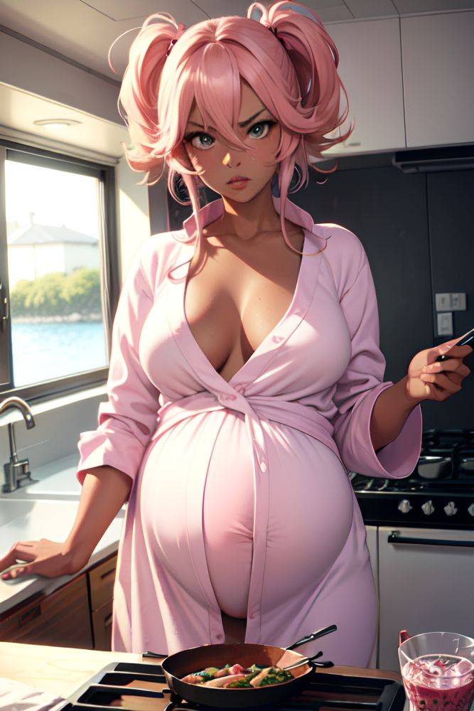Anime Pregnant Small Tits 70s Age Angry Face Pink Hair Messy Hair Style Dark Skin Soft + Warm Yacht Front View Cooking Bathrobe 3666924536836769178 - AI Hentai - #main