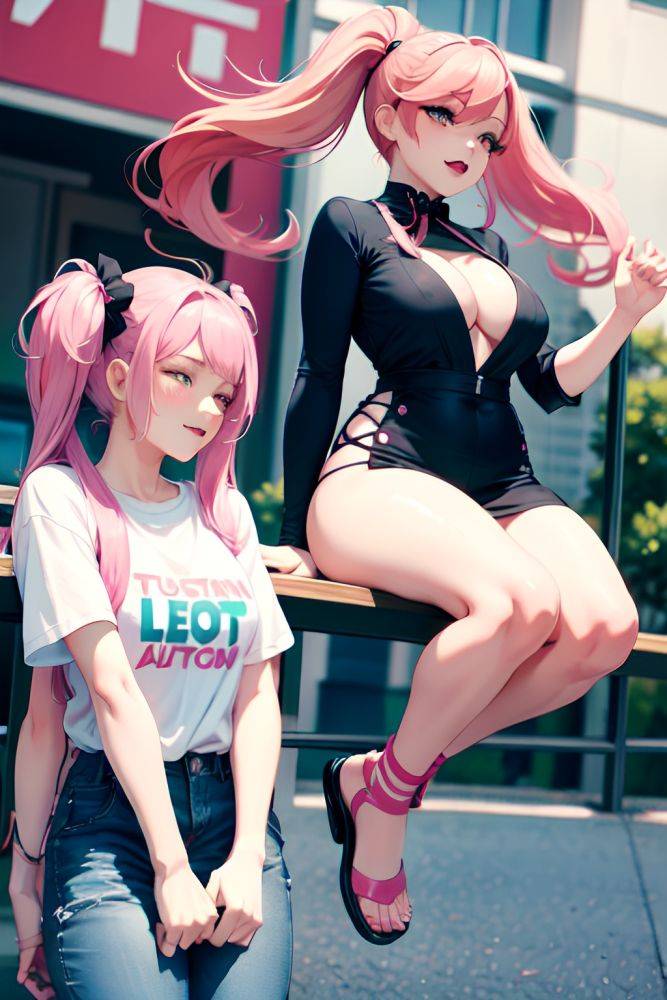 Anime Busty Small Tits 18 Age Ahegao Face Pink Hair Pigtails Hair Style Light Skin Painting Party Side View Jumping Goth 3667125541308801358 - AI Hentai - #main