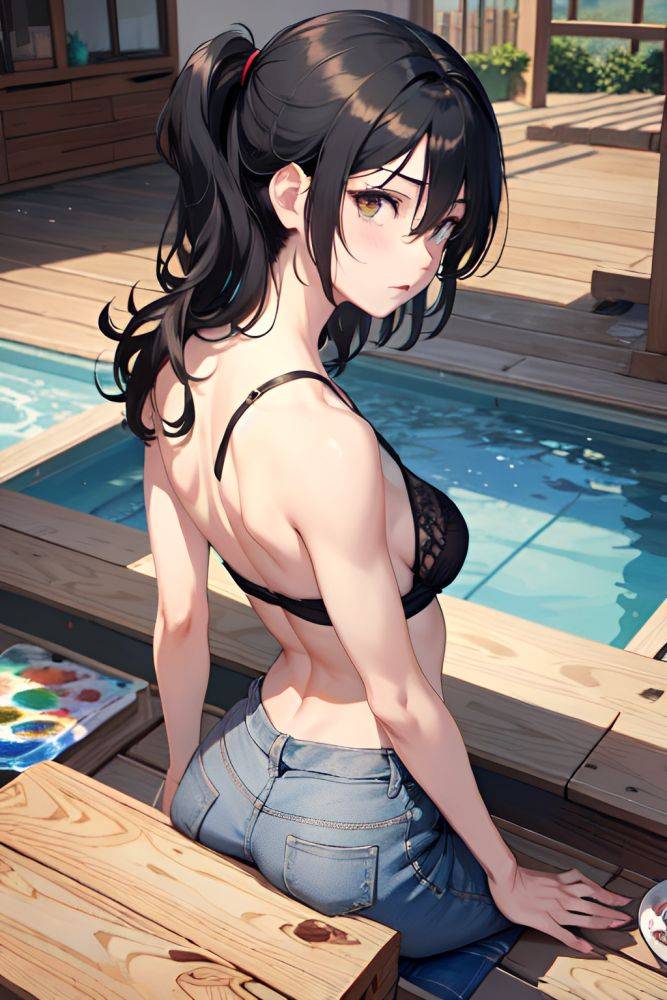 Anime Skinny Small Tits 40s Age Sad Face Black Hair Messy Hair Style Light Skin Painting Oasis Back View Plank Goth 3667303352957250292 - AI Hentai - #main