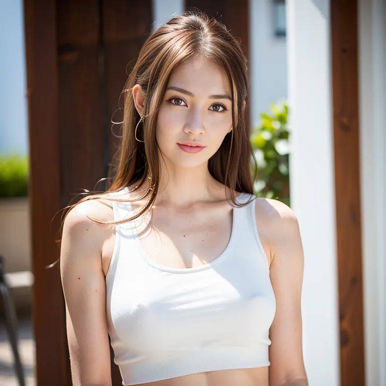 ,woman,twenties,(RAW photo, best quality, masterpiece:1.1), (realistic, photo-realistic:1.2), ultra-detailed, ultra high res, physically-based rendering,long hair,beautiful,happy,normal breasts,earings,sleeveless,white shirt,shower,(adult:1.5) - #main