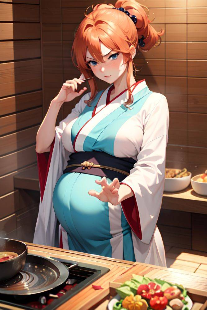 Anime Pregnant Small Tits 80s Age Angry Face Ginger Messy Hair Style Light Skin Crisp Anime Sauna Front View Cooking Kimono 3667469569456129035 - AI Hentai - #main