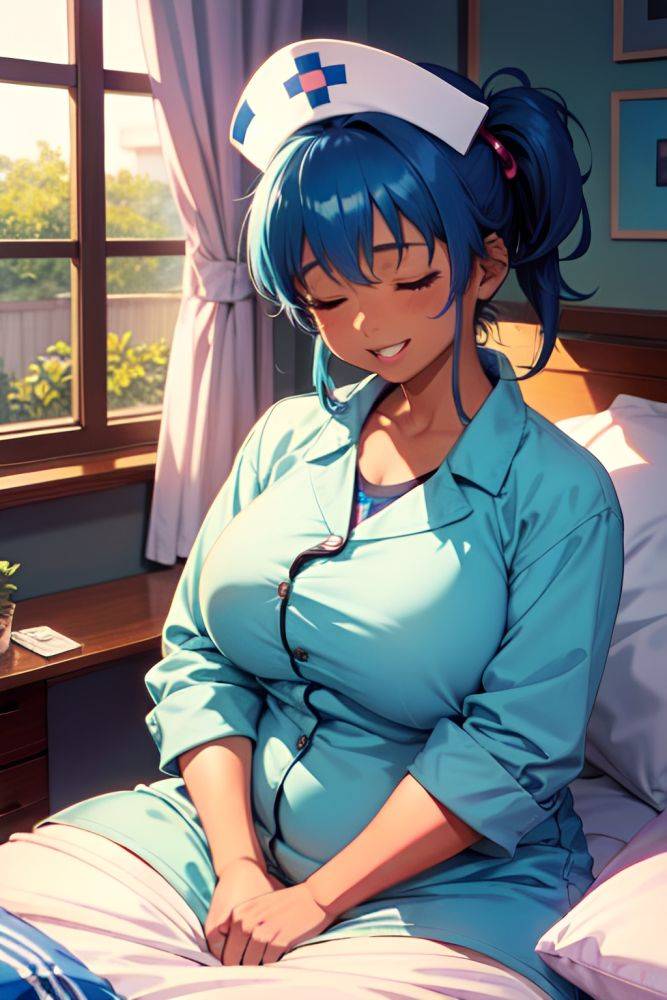 Anime Chubby Small Tits 80s Age Laughing Face Blue Hair Pixie Hair Style Dark Skin Watercolor Bedroom Close Up View Sleeping Nurse 3667519820557279536 - AI Hentai - #main