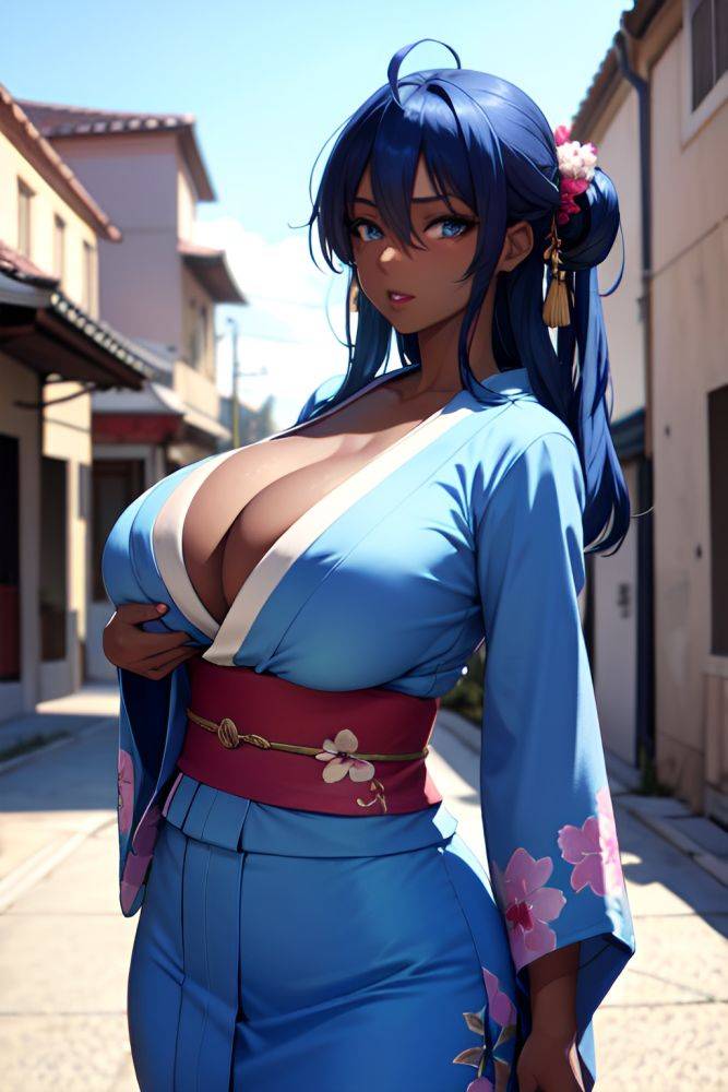 Anime Skinny Huge Boobs 40s Age Orgasm Face Blue Hair Messy Hair Style Dark Skin Soft + Warm Car Front View T Pose Kimono 3667558475263469667 - AI Hentai - #main